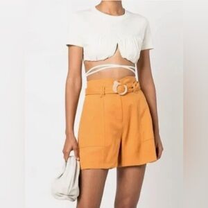 Jonathan Simkhai High Waist Belted mandarin Shorts NWT